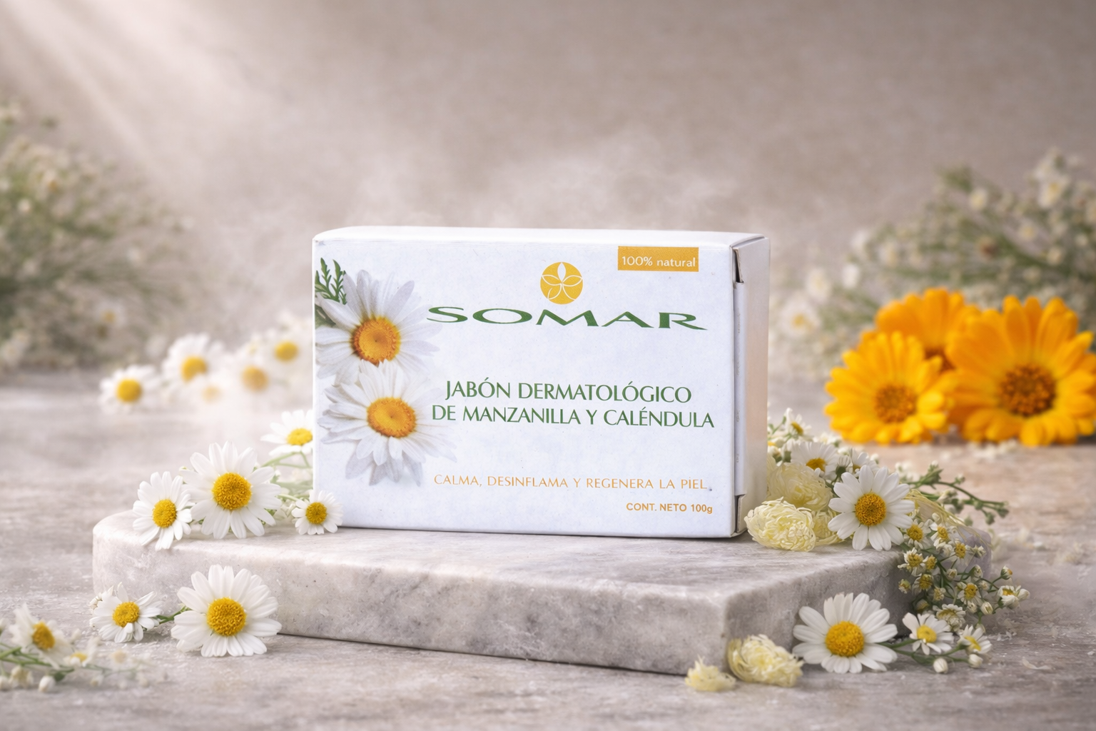 Jabón Dermatológico de Manzanilla y Caléndula