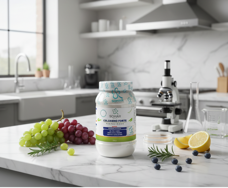 Somar Colágeno Forte kitchen lab banner